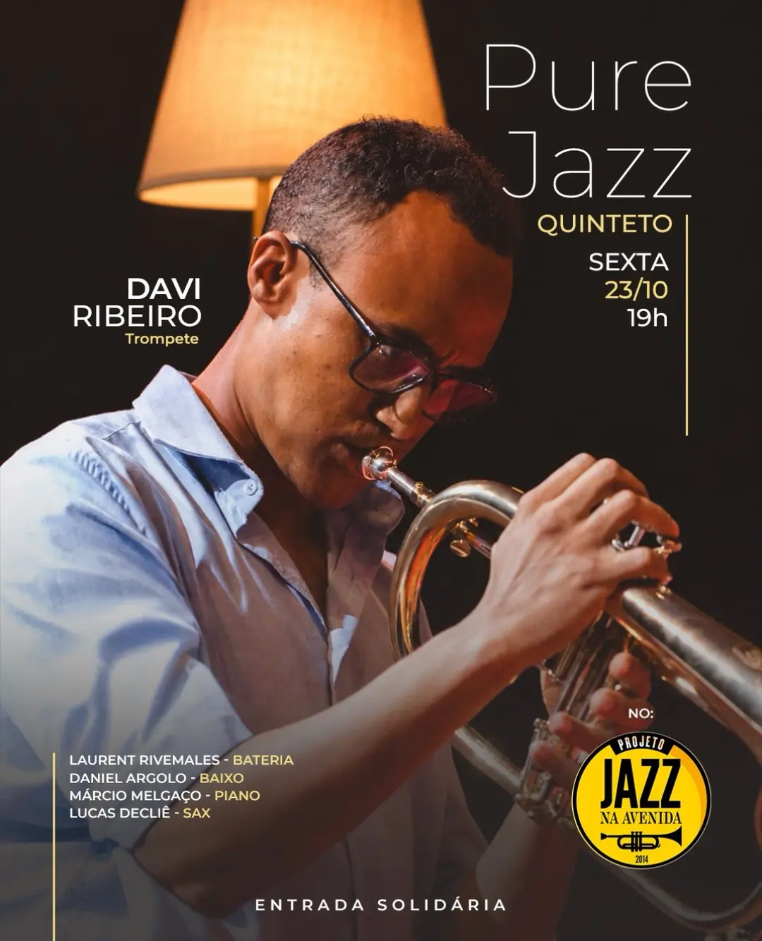 Flyer de Davi Ribeiro, Pure Jazz Quinteto e mais 1 artista