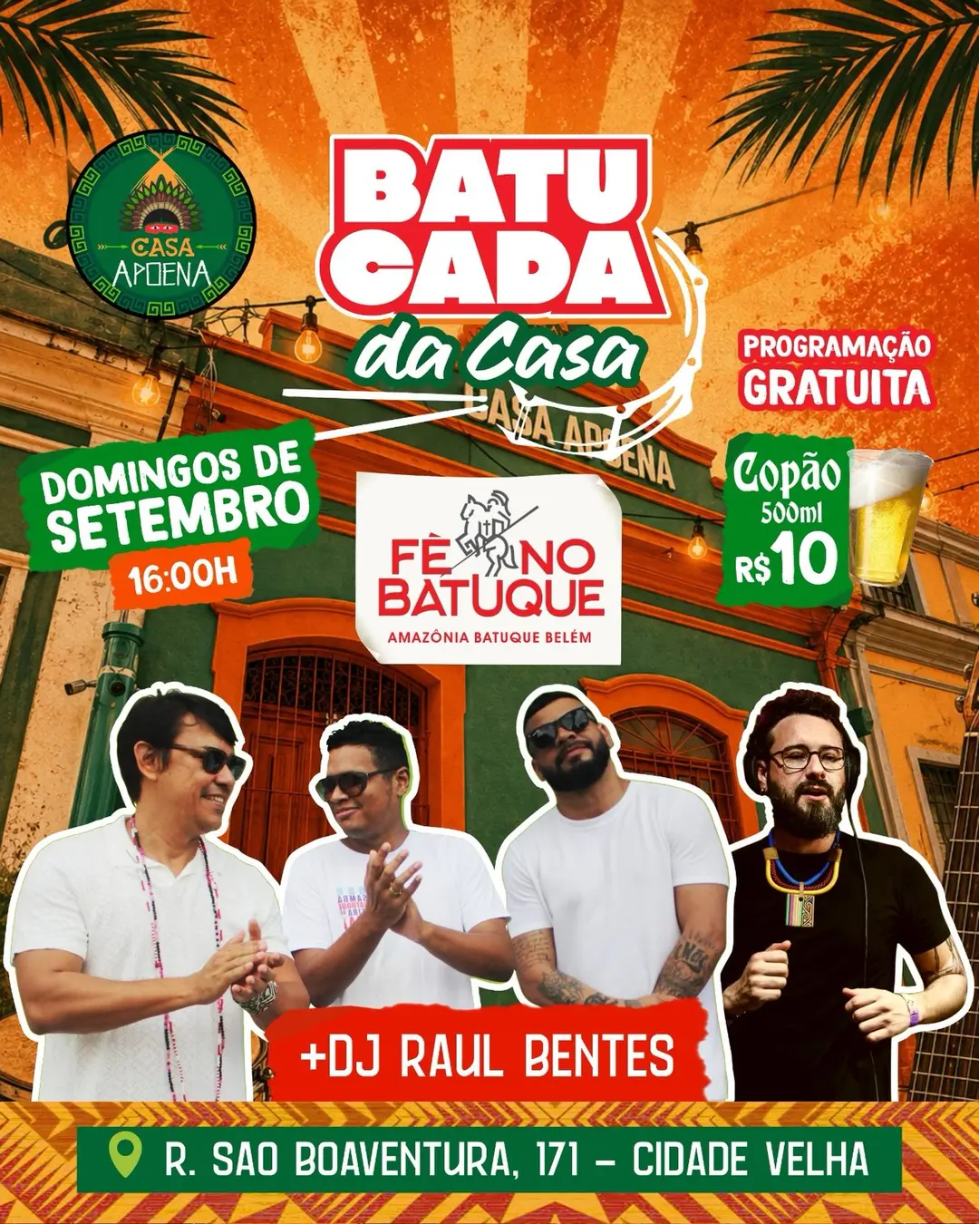Flyer de Roda de Samba Fé no Batuque e mais 2 artistas