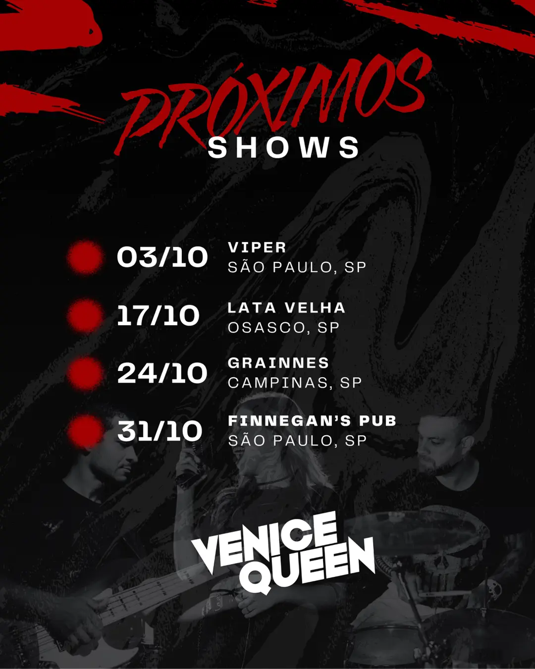 Flyer de Banda Venice Queen e The Lokomotiv