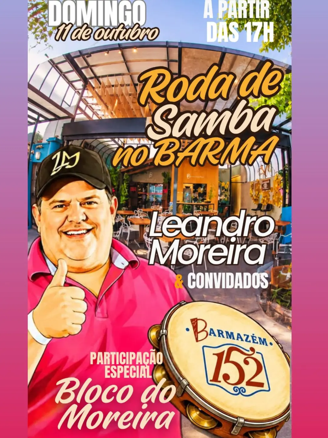 Flyer de Roda de Samba e Bloco do Moreira