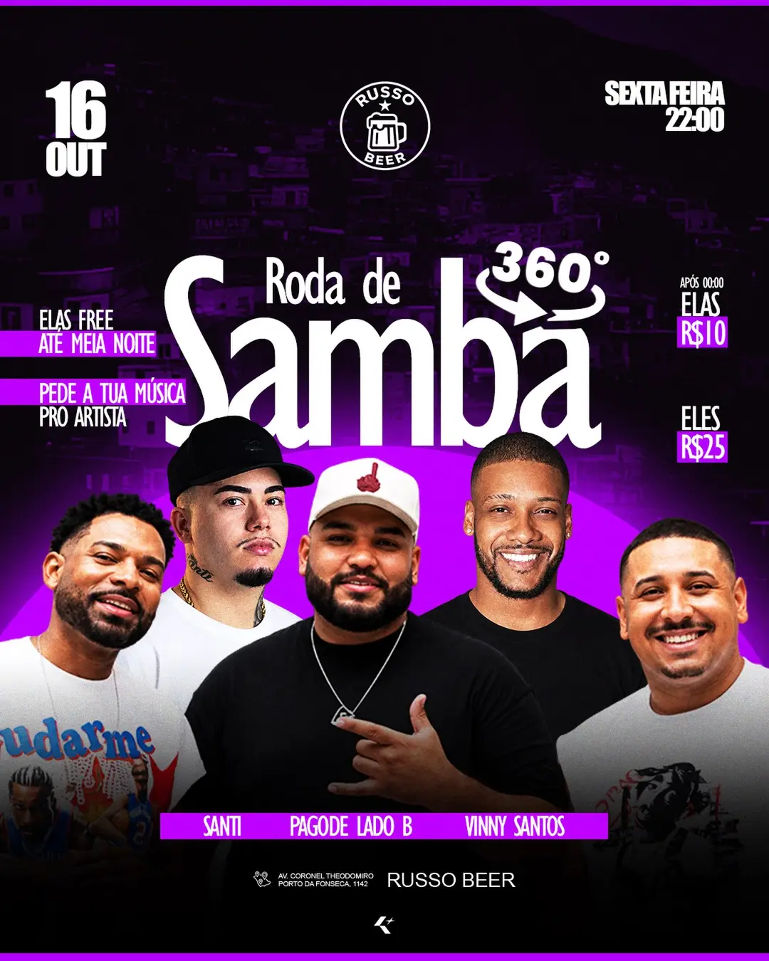 Flyer de Pagode Lado B, Vinny Santos e DJ Santi