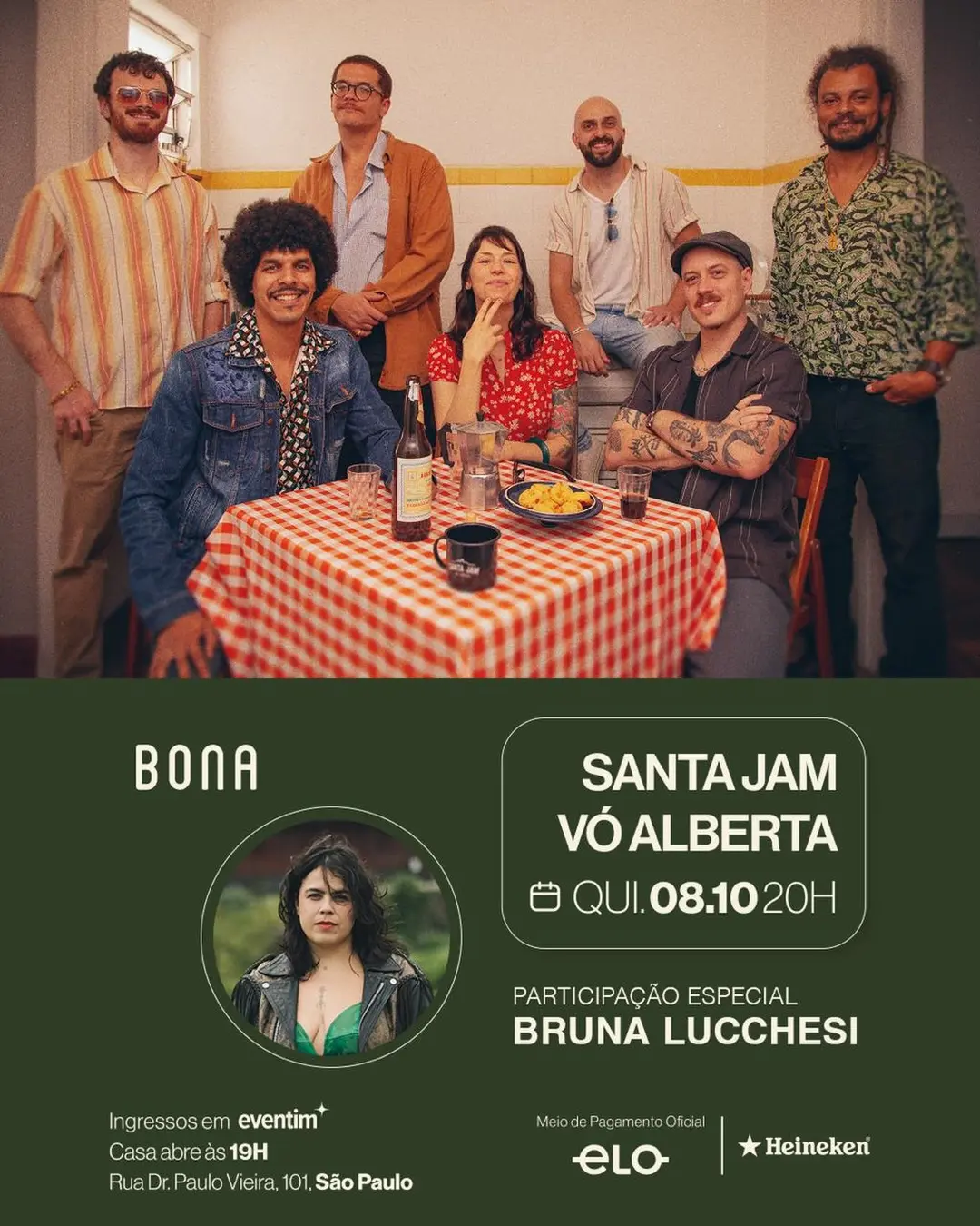 Flyer de Bruna Lucchesi e Santa Jam Vó Alberta
