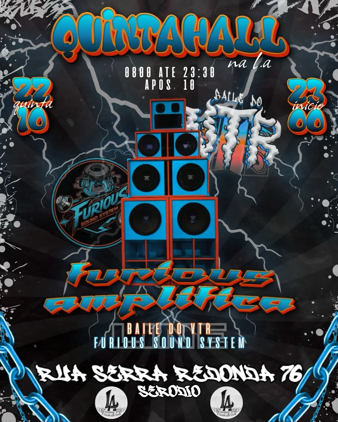 Flyer de Baile do VTR, Furious Sound System e mais 2 artistas