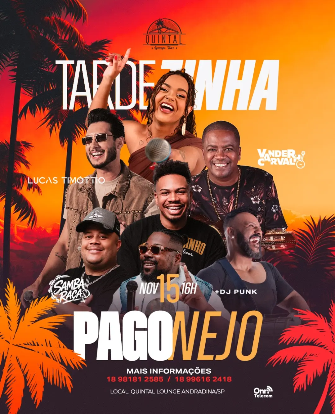 Flyer de Vander Carvalho, Lucas Timóteo, Samba Raça e DJ Punk