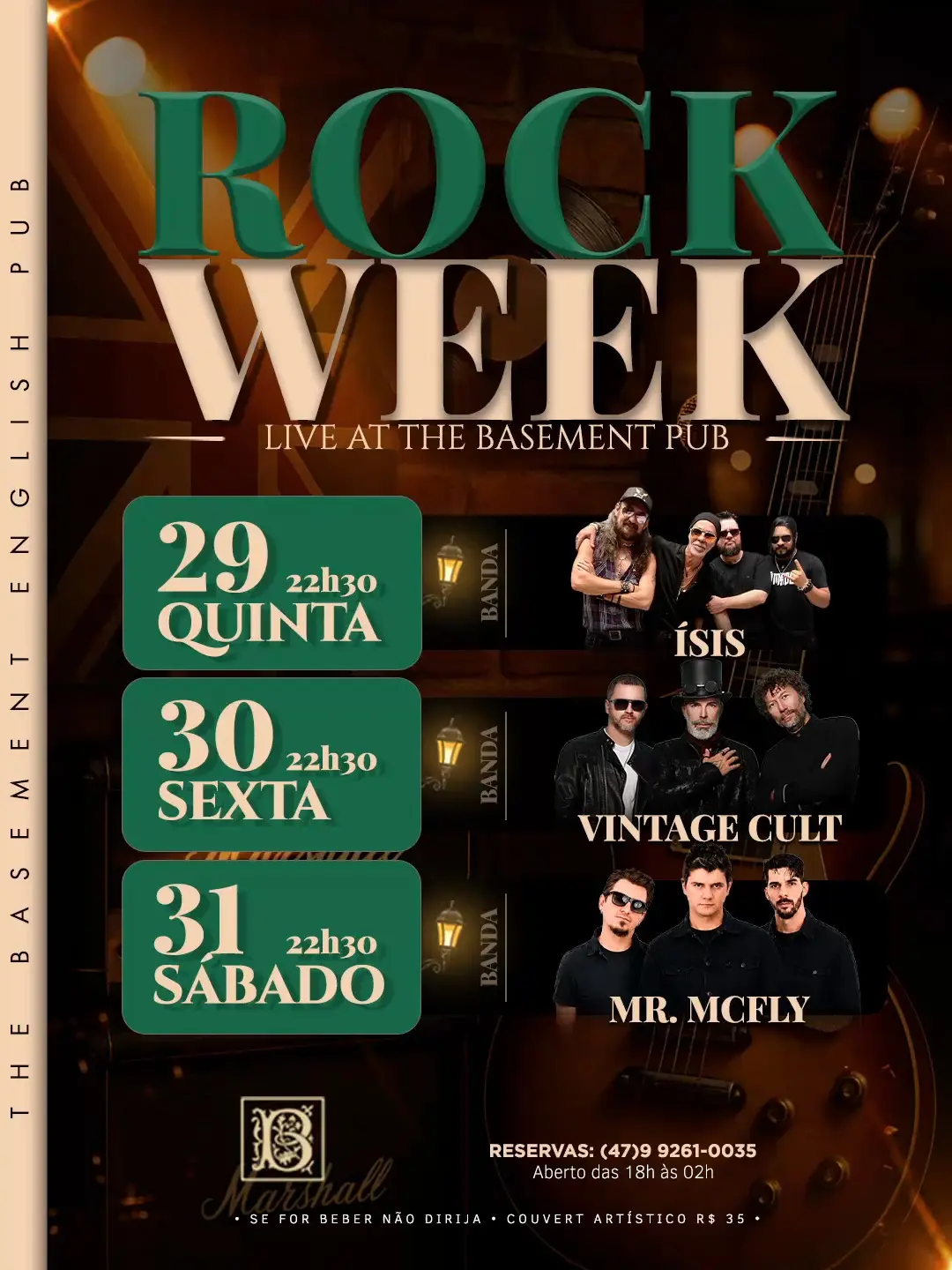 Flyer de Banda Vintage Cult, Mr. McFly e Ísis