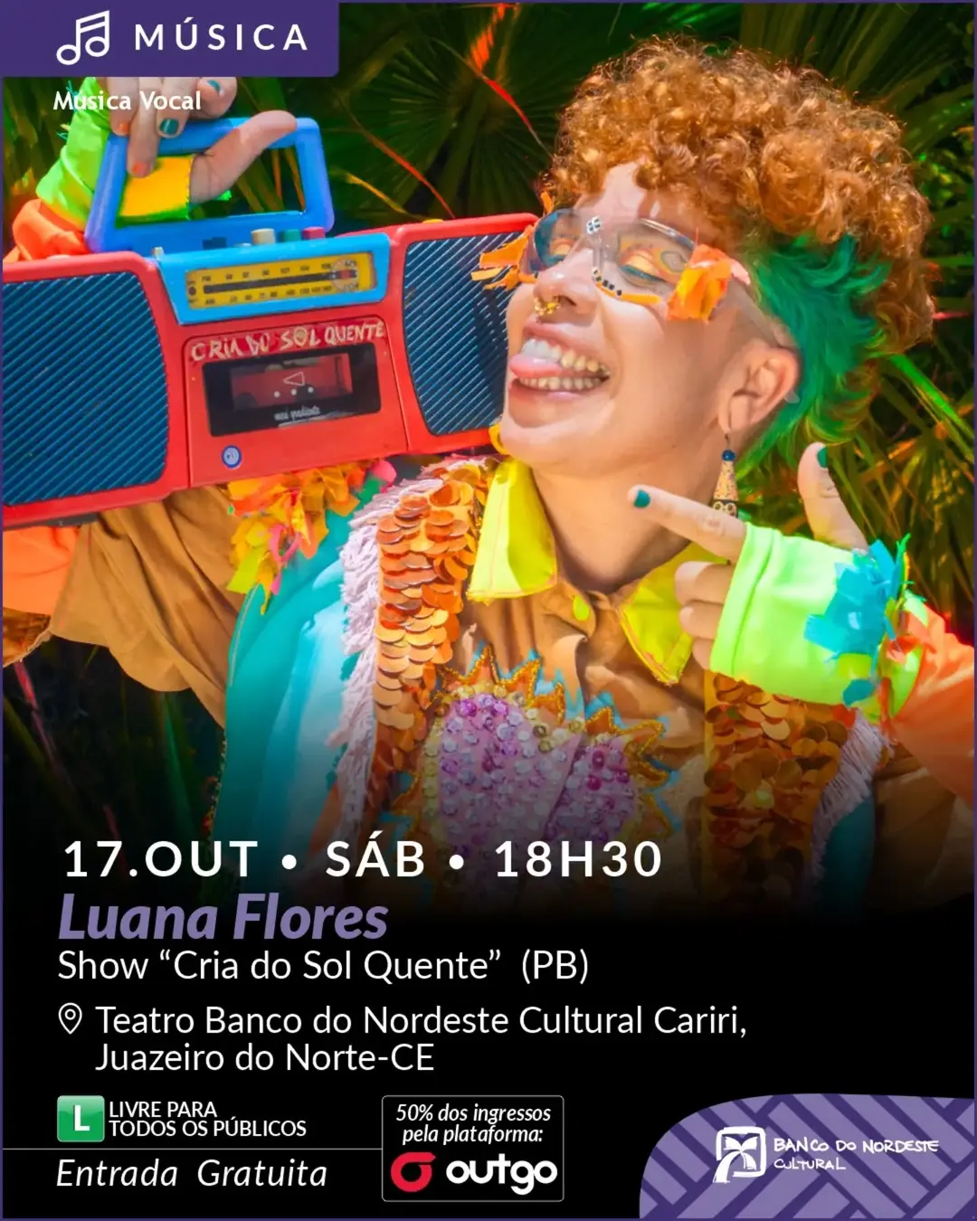 Flyer de Luana Flores e Cria do Sol Quente