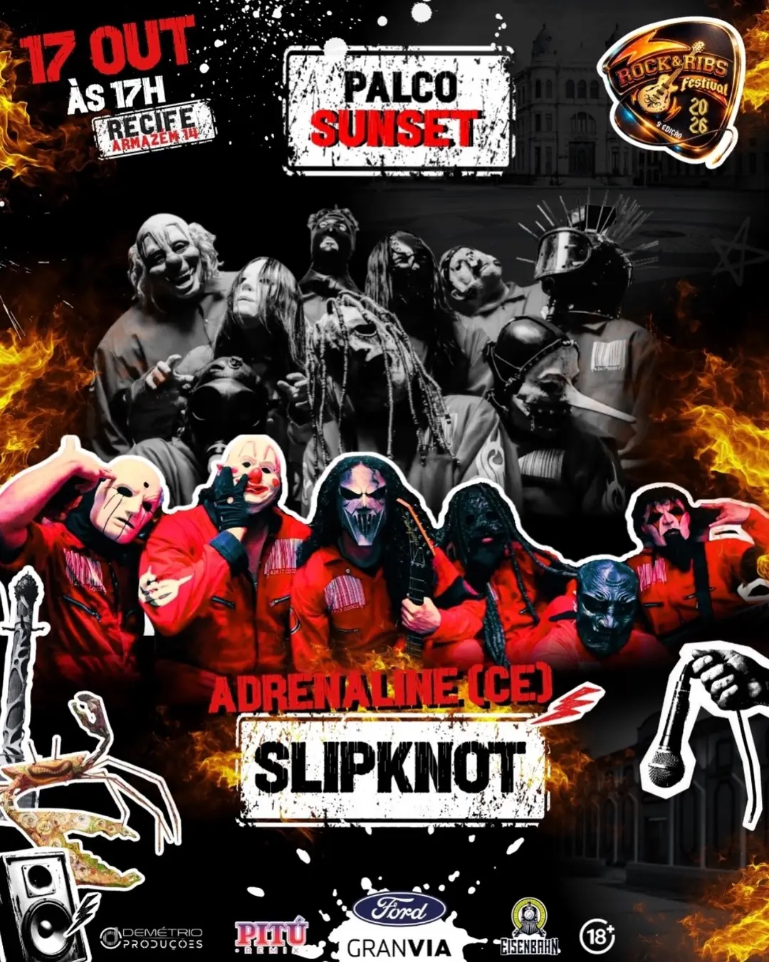 Flyer de Banda Adrenaline e Dirt Recife