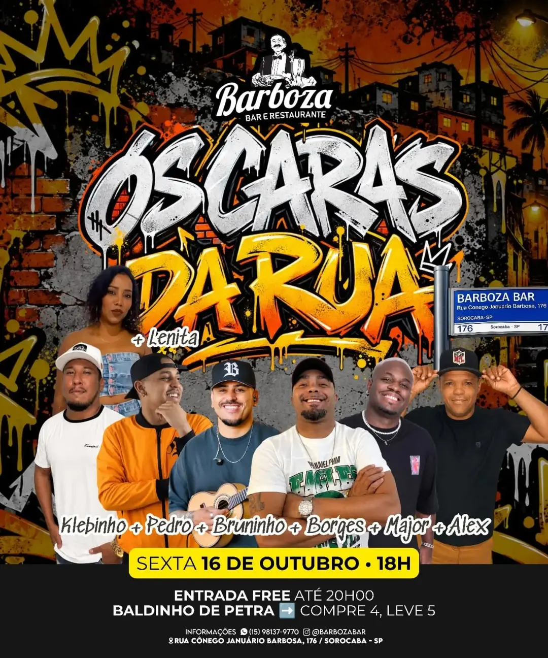 Flyer de Bruninho, Alê X, Clebinho, Pedro Júnior, Borges e Major