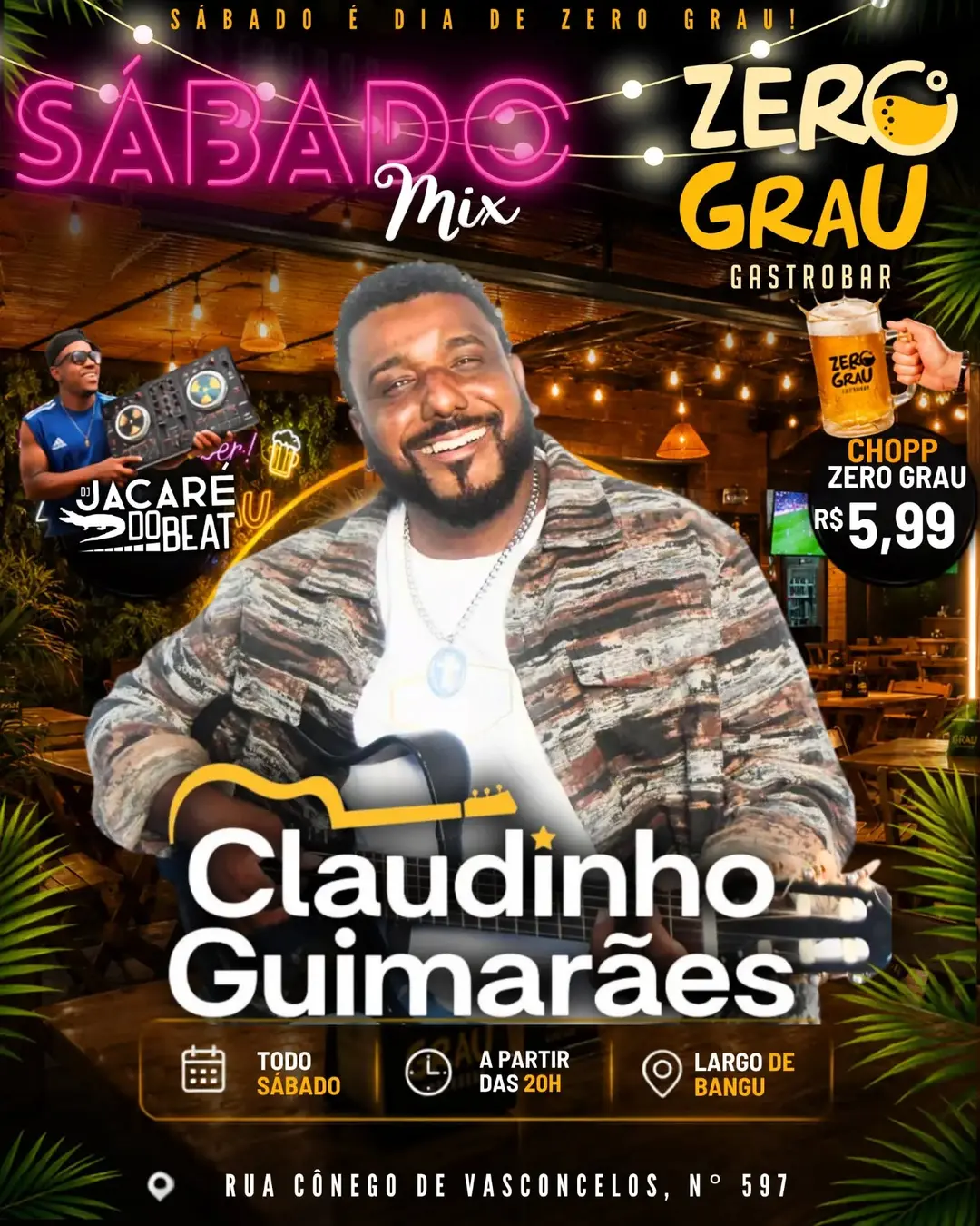 Flyer de Luis Claudio Guimarães e DJ Jacaré do Beat