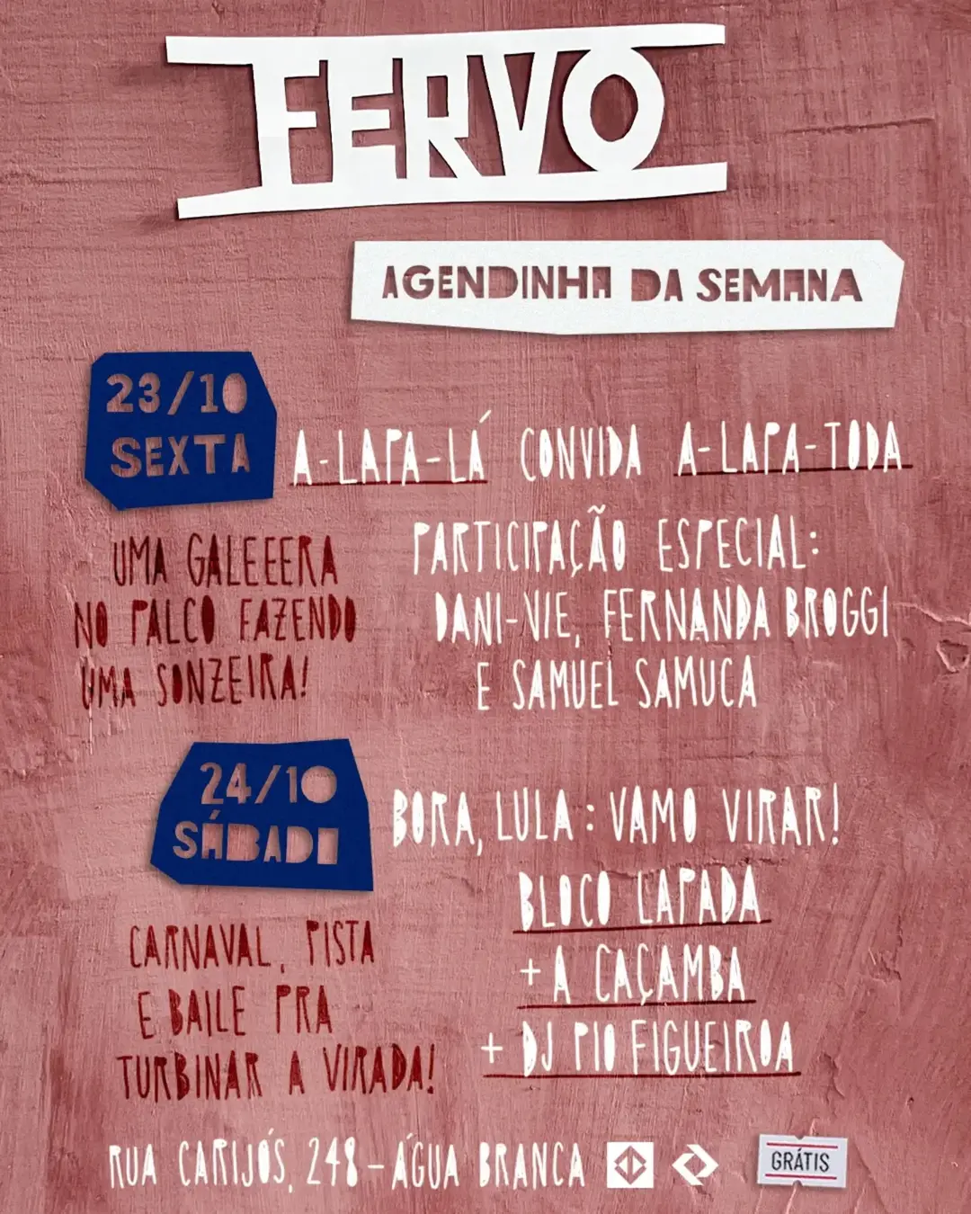 Flyer de Bloco Lapada, A Caçamba e Pio Figueiroa