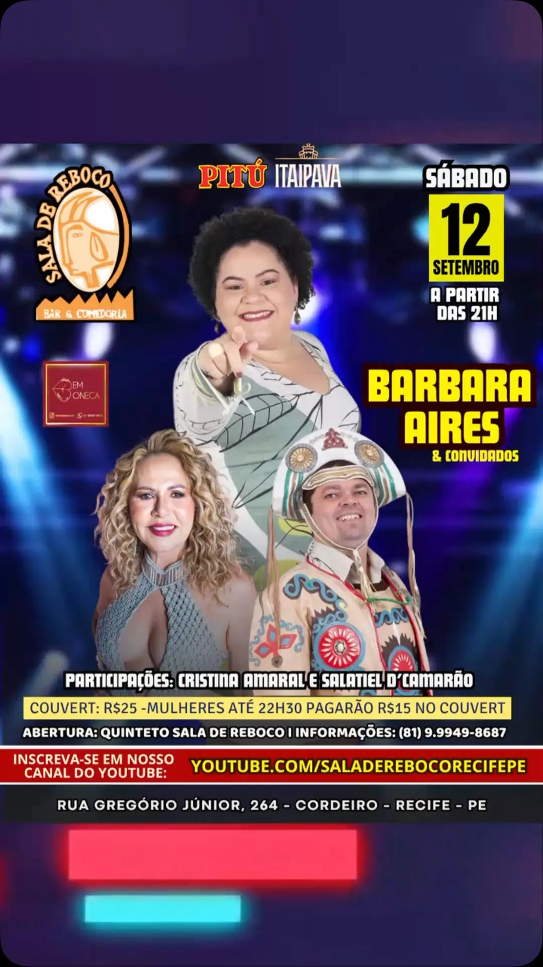 Flyer de Barbara Aires, Cristina Amaral e mais 2 artistas