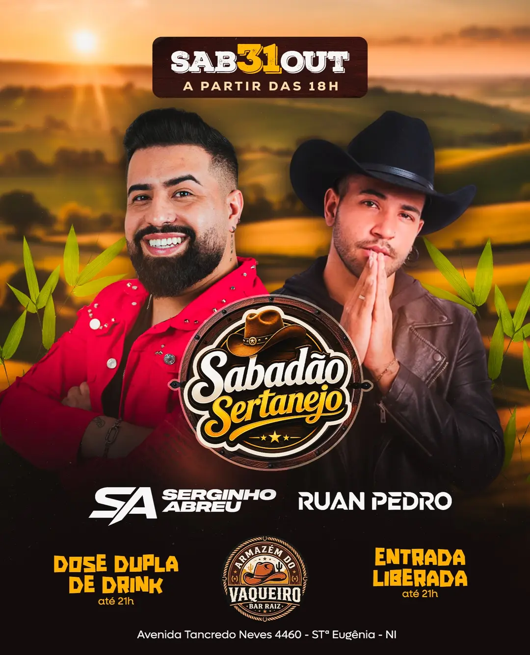 Flyer de Serginho Abreu e Ruan Pedro