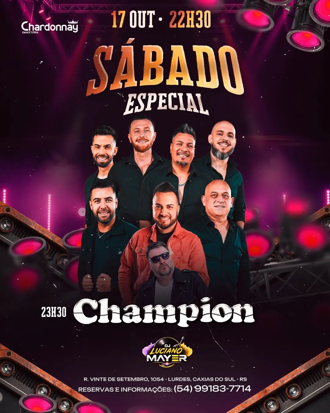 Flyer de Champion e DJ Luciano Mayer