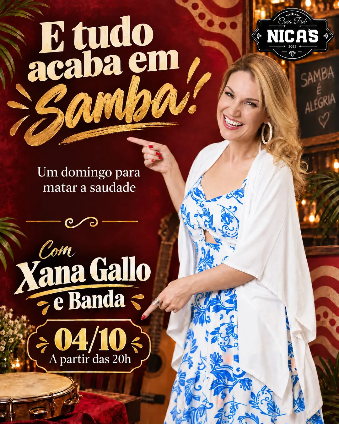 Flyer de Xana Gallo e Banda