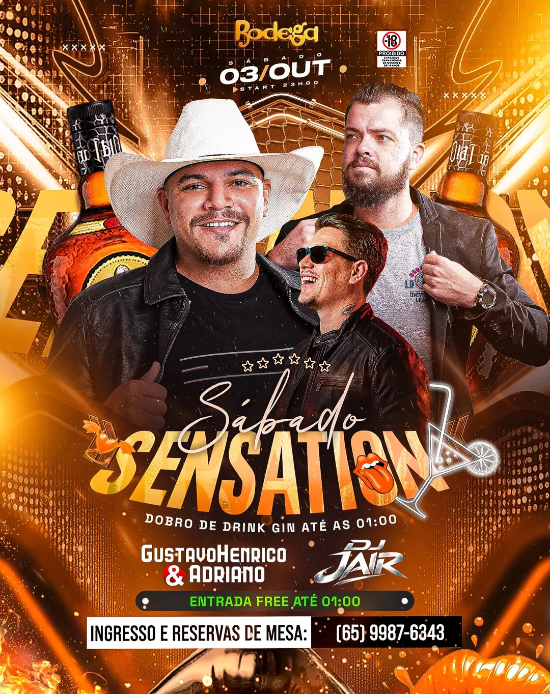 Flyer de Gustavo Henrico e Adriano e DJ Jair