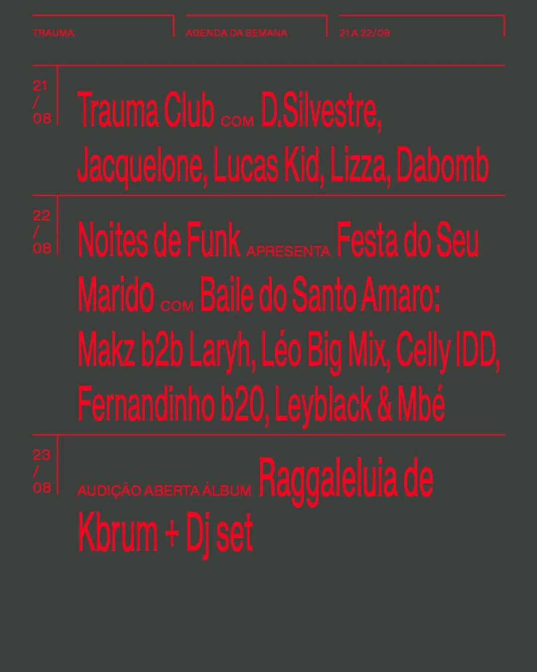 Flyer de Jacquelone, Lizza, Dabomb, D.Silvestre e Lucas Kid
