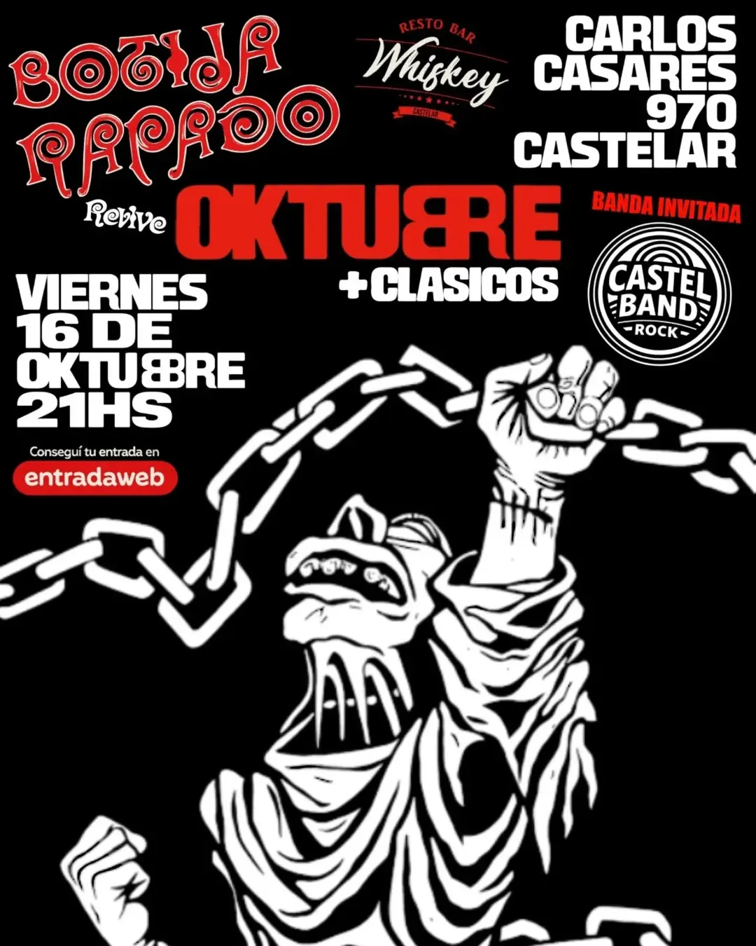 Flyer de Botija Rapado e Castel Band