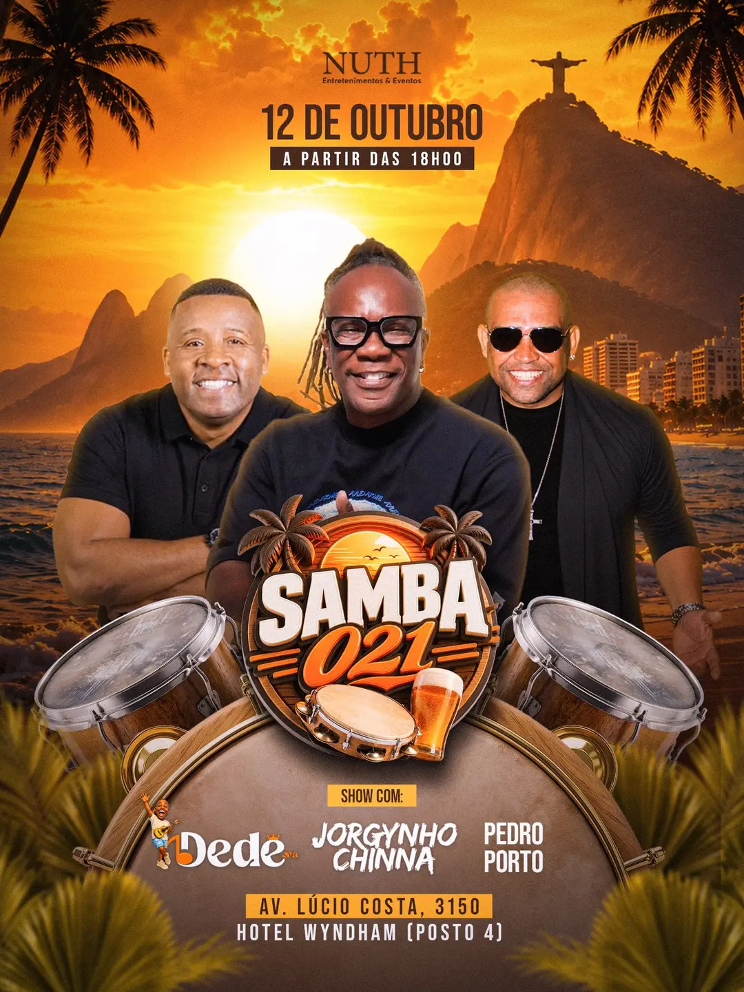 Flyer de Jorgynho Chinna, Pedro Porto e Dedê Jpa