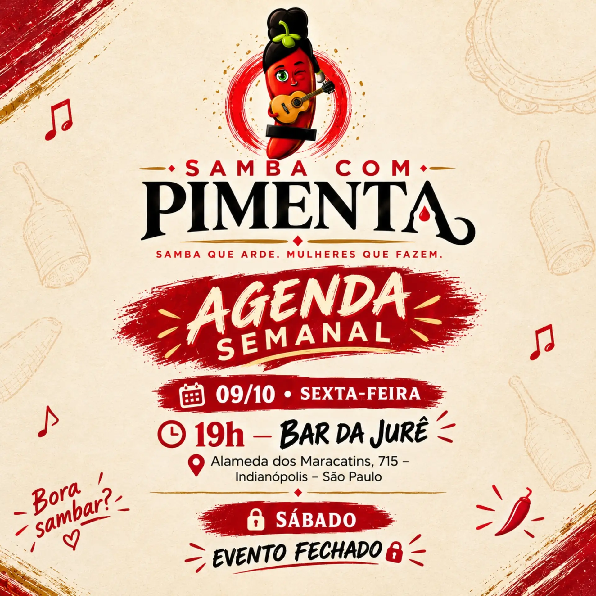 Flyer de Samba com Pimenta