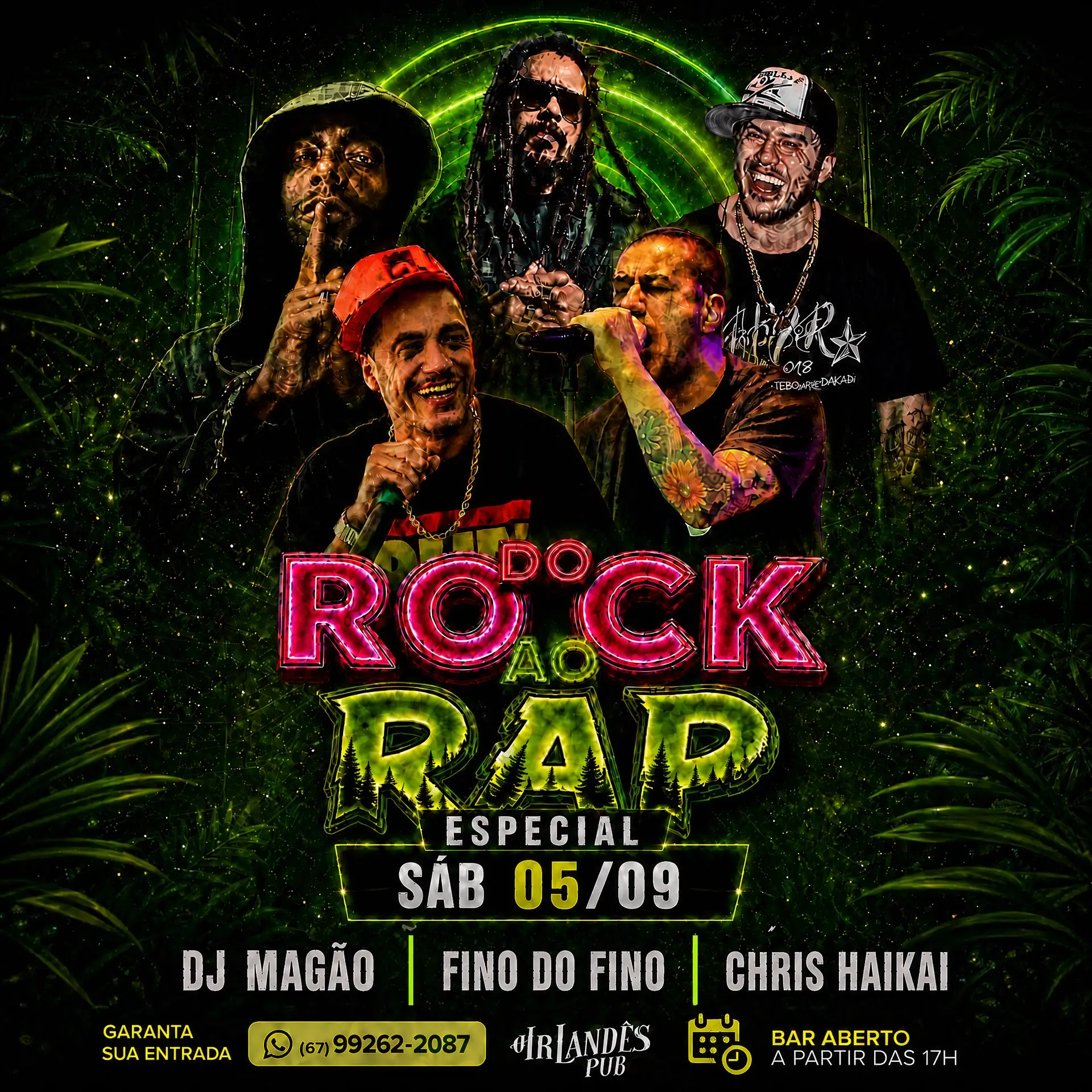 Flyer de DJ Magão, Fino do Fino, Chris Haikai e Chris Haicai