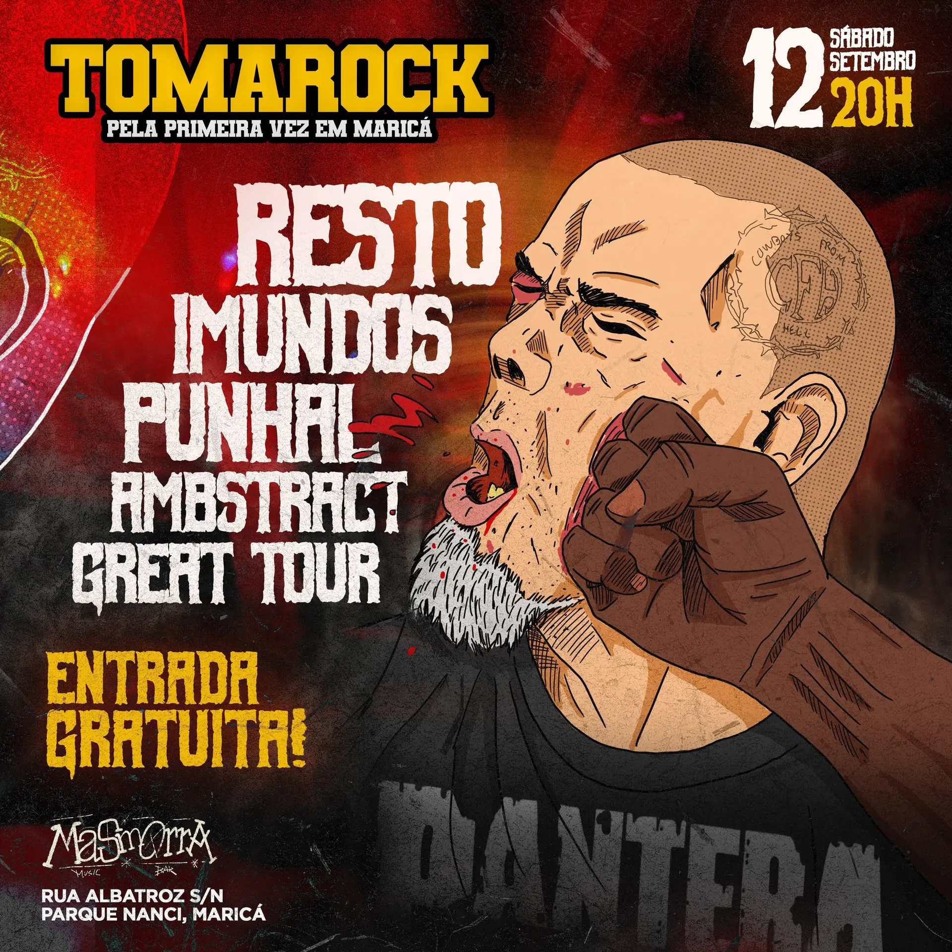 Flyer de Resto, Imundos, Punhal Punk e mais 6 artistas