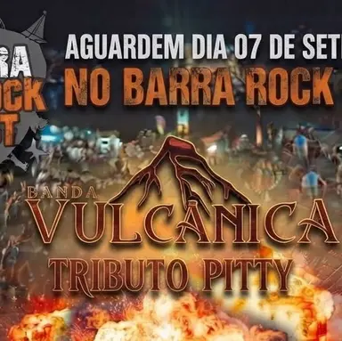 Flyer de Vulcânica, Banda 3 em 1 e mais 4 artistas