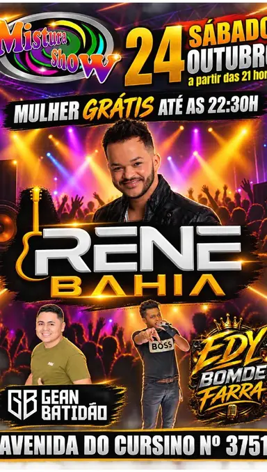 Flyer de Rene Bahia, GB GEAN BATIDÃO e EDY BOMDE FARRA
