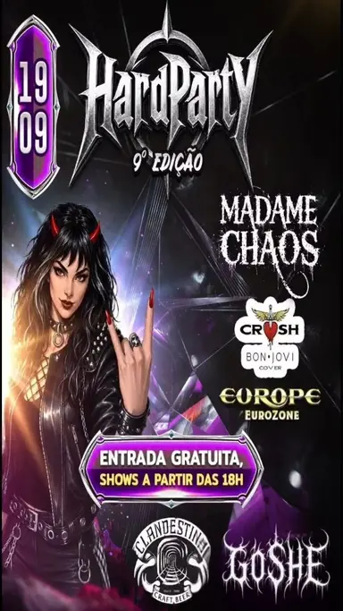 Flyer de Madame Chaos, Eurozone e Crush Bon Jovi