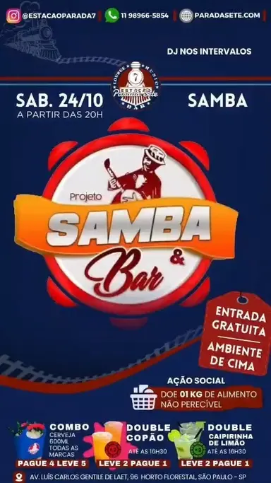 Flyer de Samba & Bar