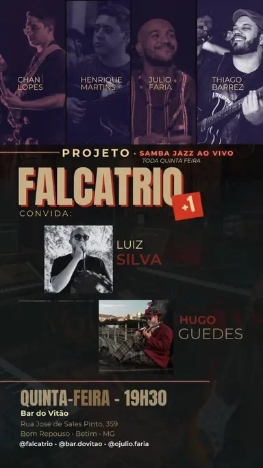 Flyer de Falcatrio, Hugo Guedes e Thiago Barrez