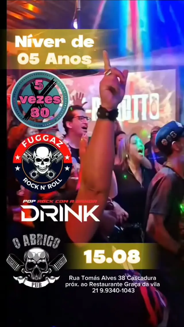 Flyer de Banda Drink, 5 vezes 80 e Fuggaz