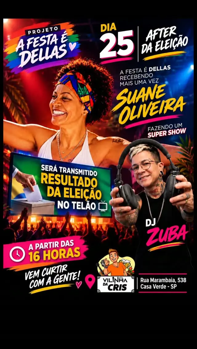 Flyer de DJ Zuba e Suane Oliveira