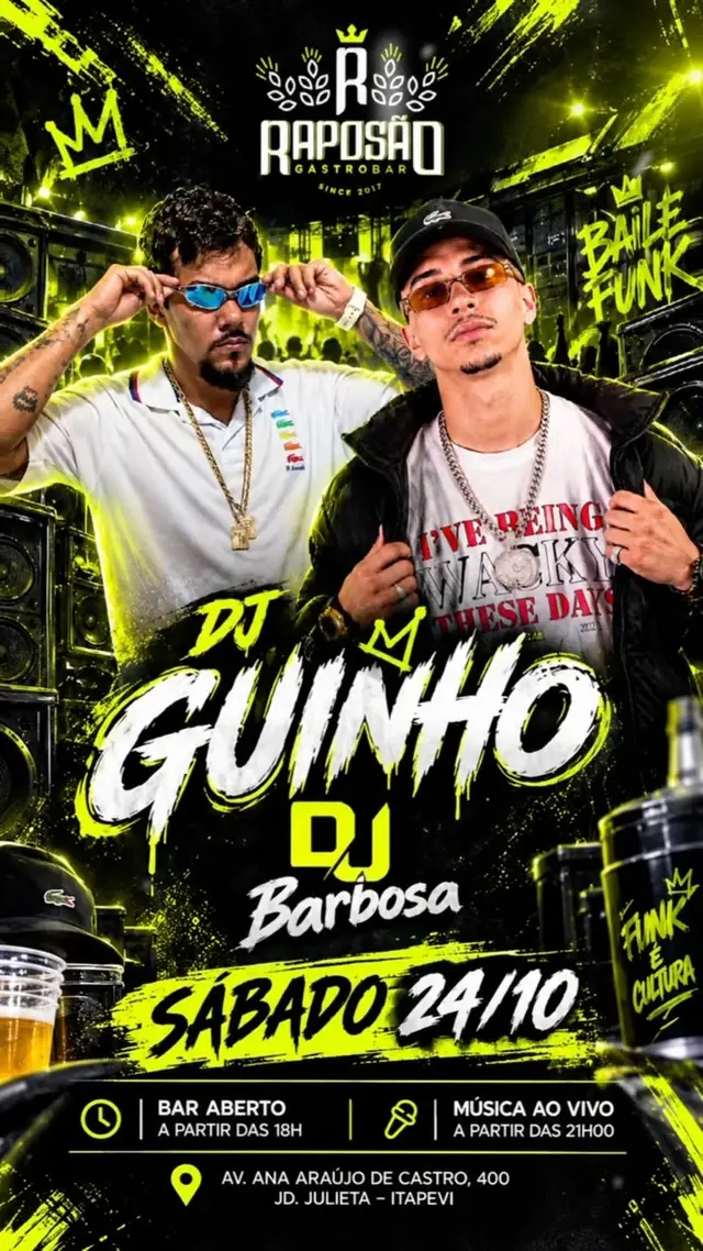 Flyer de DJ Guinho e DJ Barbosa