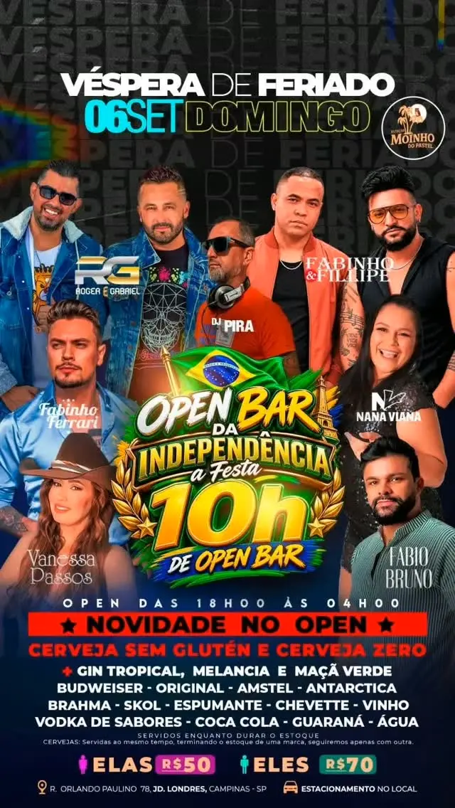 Flyer de Roger e Gabriel, Fabinho & Filipe e mais 7 artistas