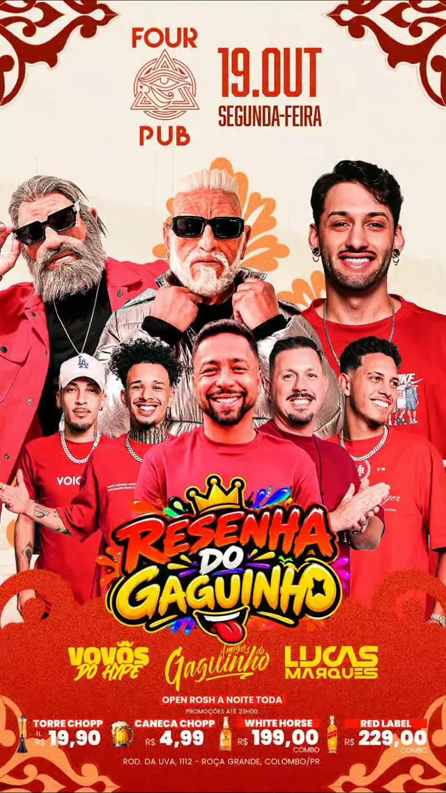 Flyer de Amigos do Gaguinho, Lucas Marques e Vovôs do Hype
