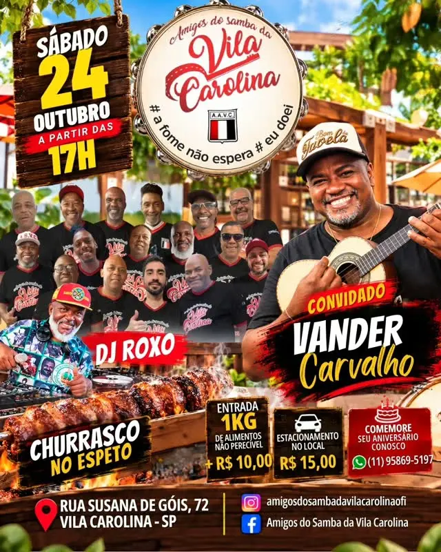 Flyer de Amigos do Samba da Vila Carolina e mais 3 artistas