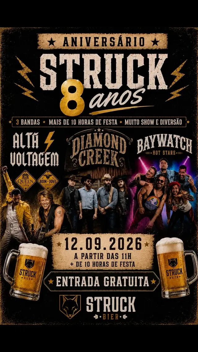 Flyer de Alta Voltagem, Diamond Creek e mais 4 artistas