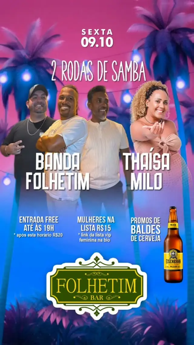 Flyer de Banda Folhetim e Thaísa Milo e banda