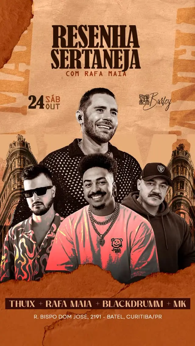 Flyer de Rafa Maia, DJ Thuix, DJ Black Drumm e DJ MK