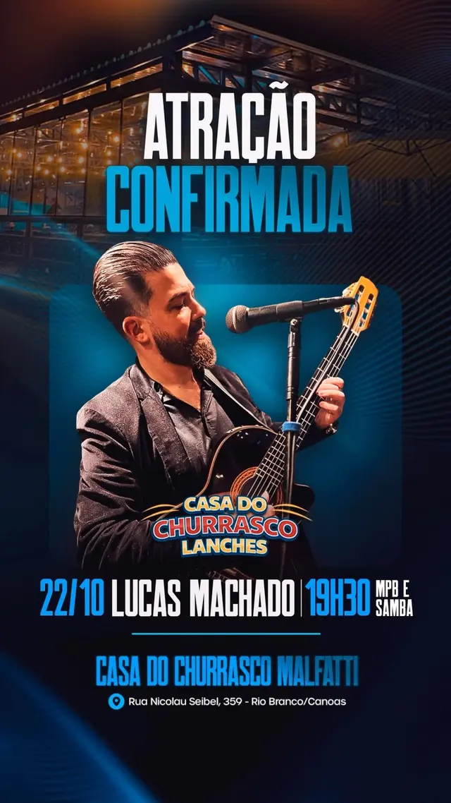 Flyer de Lucas Machado
