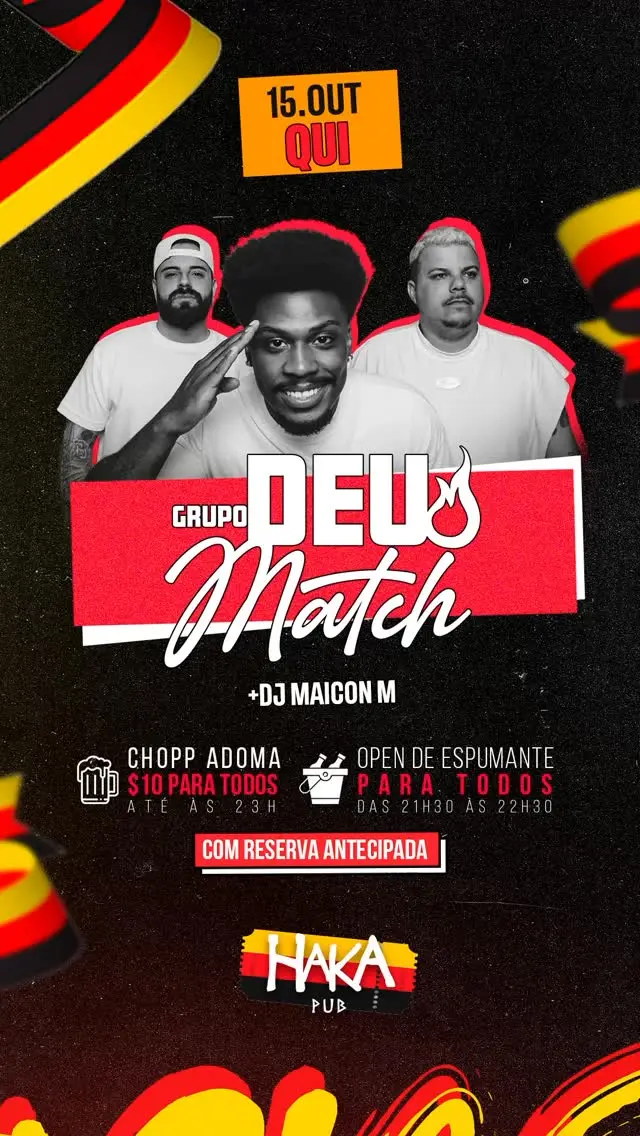 Flyer de Grupo Deu Match e Maicon Nunes Moschen