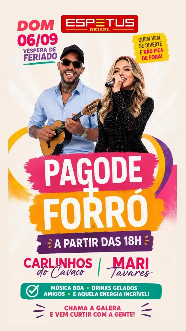 Flyer de Carlinhos do Cavaco e Mari Tavares