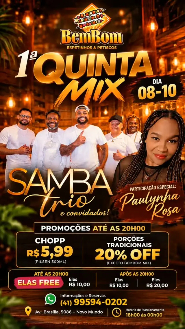 Flyer de Samba Trio, Samba Trio e Paulynha
