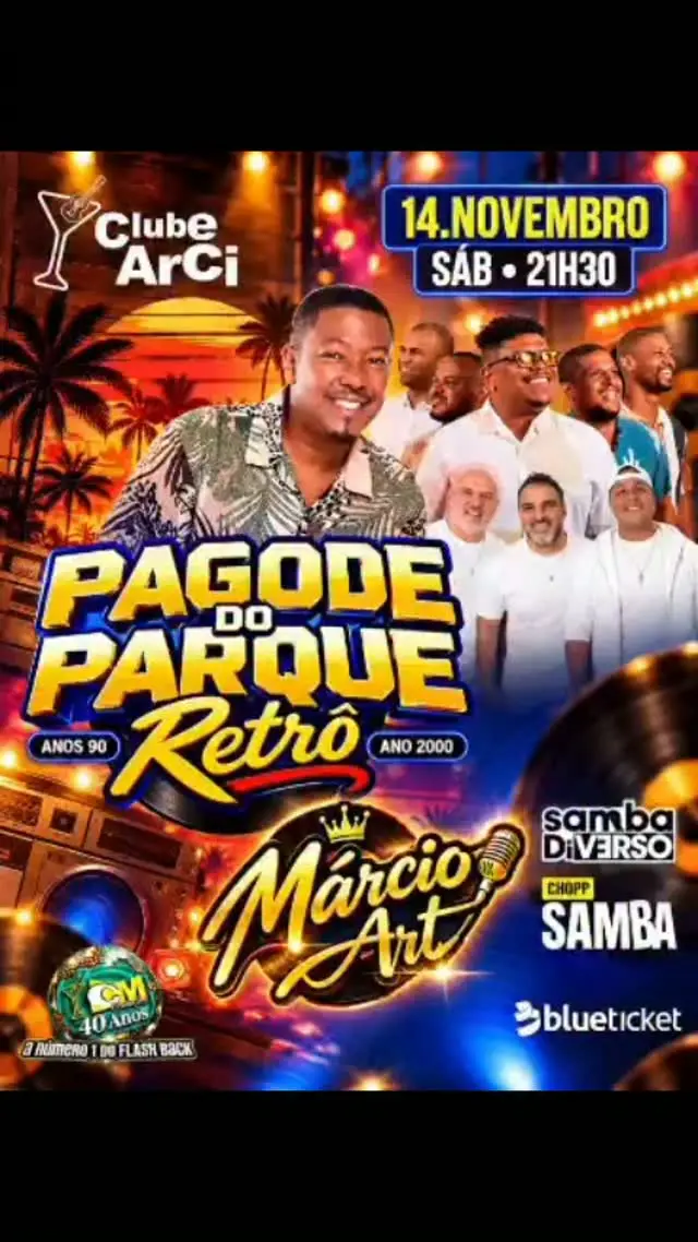 Flyer de Chopp Samba Oficial, Márcio Art e Grupo Samba Diverso