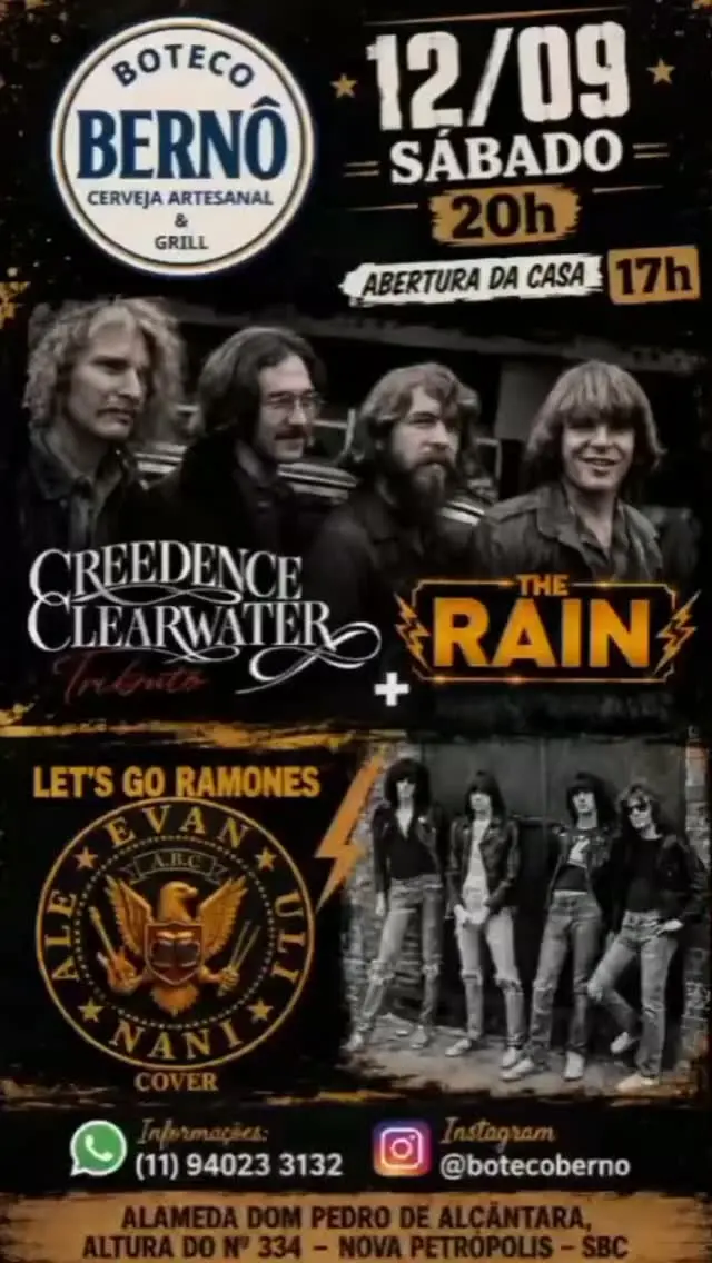 Flyer de The Rain, Let's Go, Beatles Now e mais 2 artistas