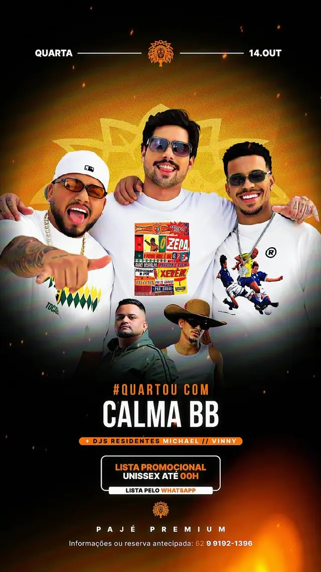 Flyer de Grupo Calma BB, Vinny e Michael
