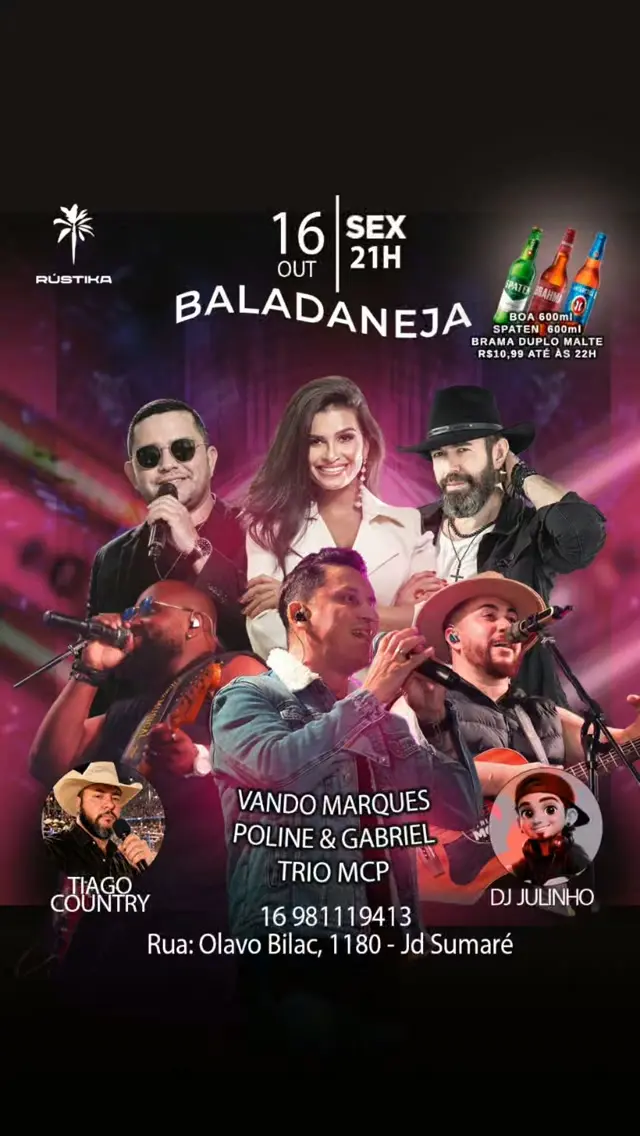 Flyer de Poline & Gabriel, Julio Rasec, Vando Marques e Trio MCP
