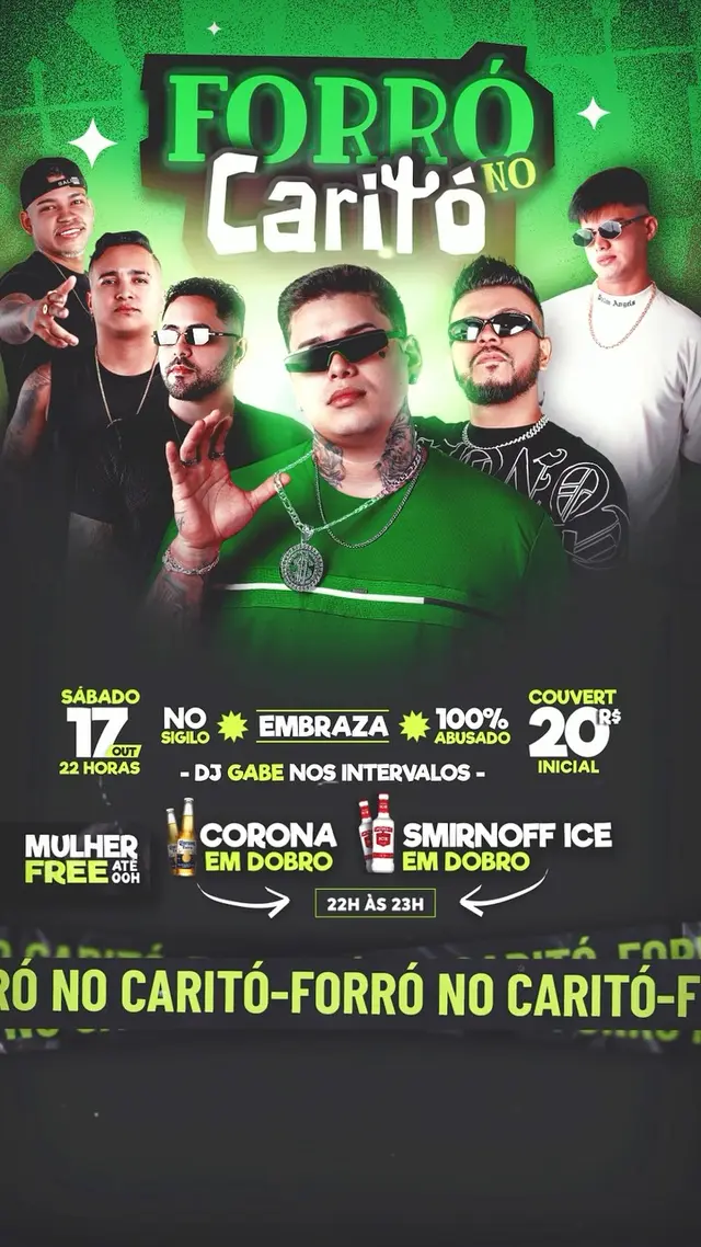 Flyer de Embraza, 100% Abusado e DJ Gabe