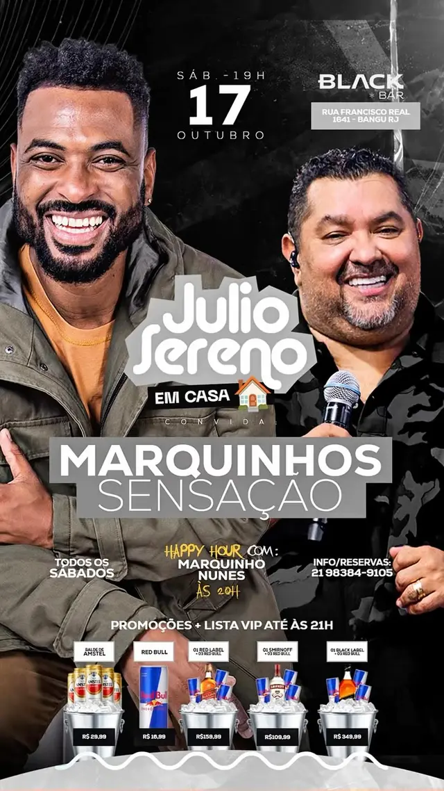 Flyer de Julio Sereno e Marquinhos Sensação