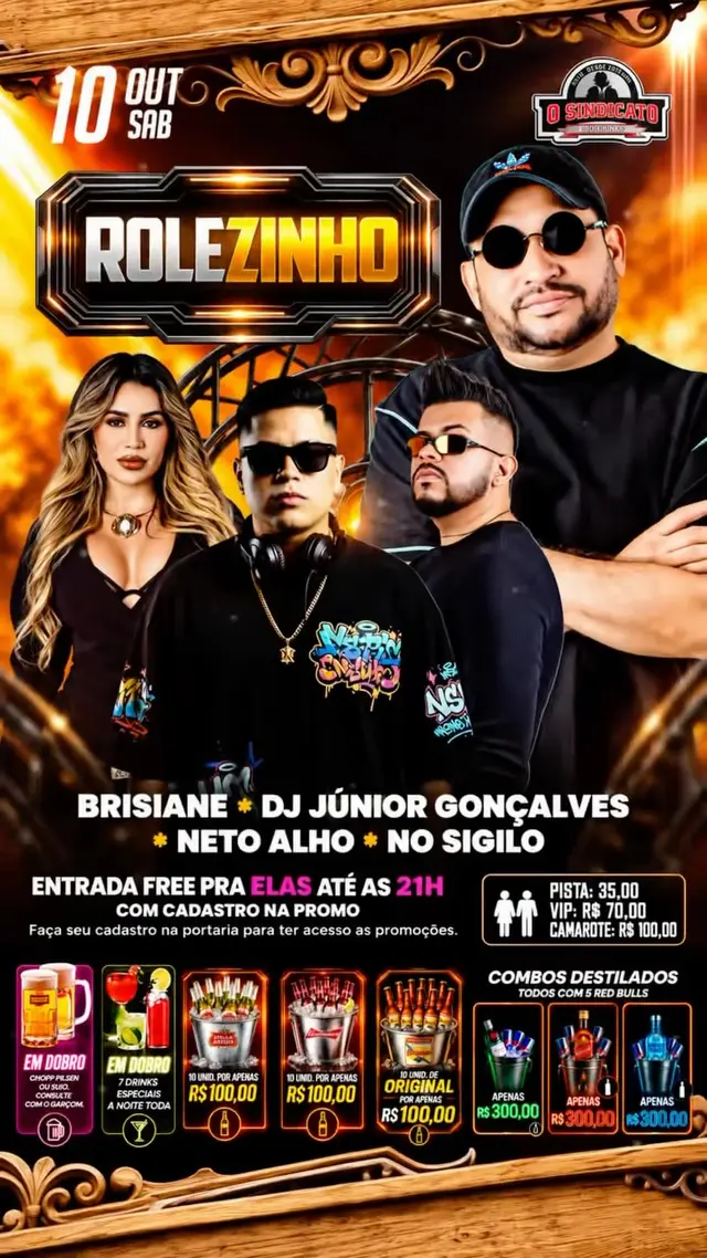 Flyer de DJ Júnior Gonçalves, Neto Alho e mais 2 artistas